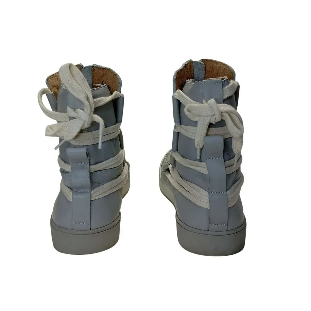 MCND Shoes High-Top Sneakers Zipper Detail & Lace-Up Back In Light Gray SZ 9 US